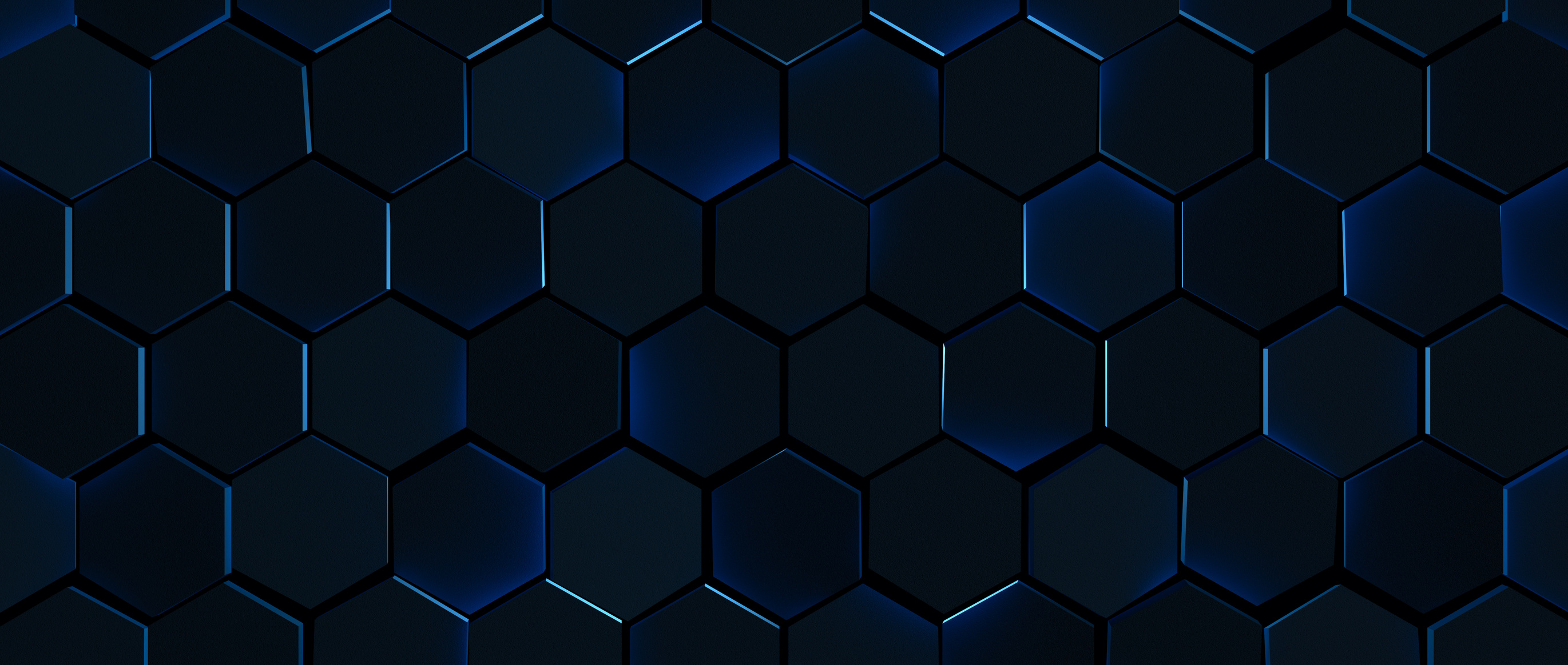 3D Dark Glowing Blue Hexagon Background